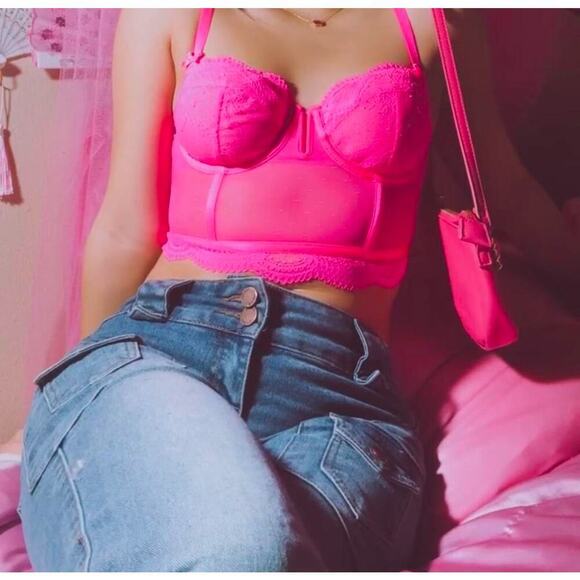 Auden Other - Hot pink Lingerie women’s medium Neon corset bra top  Semi-opaque sheerness​​